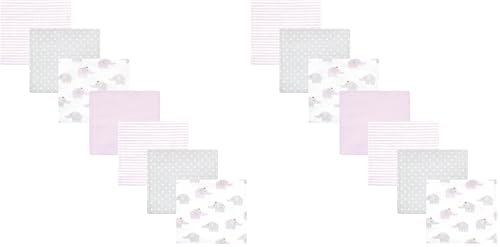 Image of Hudson Baby Unisex Baby Cotton Flannel Receiving Blankets Bundle, Lilac Elephants, One Size (Pack of 2)
