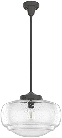 Hunter - Saddle Creek 1-light Noble Bronze, Medium Size Pendant Light, Dimmable, Schoolhouse Style, Schoolhouse Shaped, for Bedrooms, Kitchens, Dining, Living Rooms - 19191