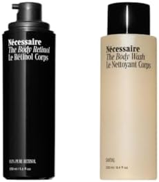 The Body Duo – Santal Body Wash + Retinol Body Serum Set for Fine Lines & Crepiness – Cleanser + Night Treatment with Niacinamide, AHA, Peptides & Retinol – Vegan, Dermatologist-Tested