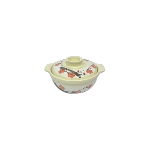 Lake Tian Ceramic Cooking Pot, Clay Pot Cooking, Earthenware Pot, Japanese Donabe, Chinese Ceramic/Casserole/Earthen Pot Cookware Stew Pot Stockpot with Lid Small Steam, 砂锅 (Wintersweet 1.5L/1.6QT) Cover