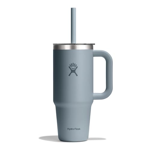 Hydro Flask – Travel Tumbler 710 ml (24 oz) with Clear Press-In Straw Lid – Acciaio Inox – Isolamento a Doppia Parete Sottovuoto – Resistente agli Schizzi – Shale Gray
