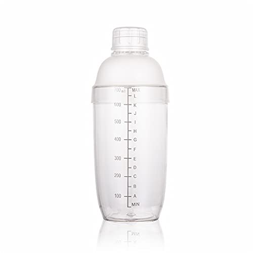 Lonyun 24oz Clear Plastic Cocktail Shaker, Drink Shaker Cup with Scales,Bar Tool