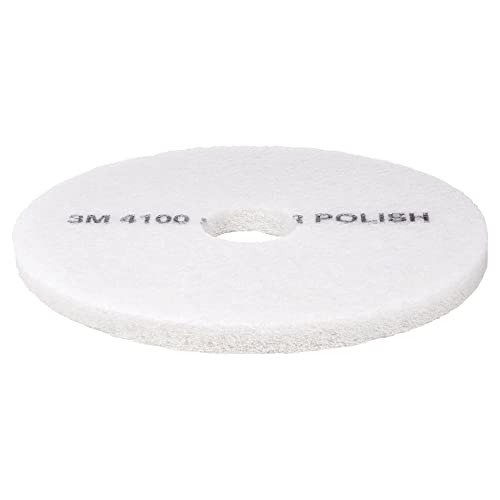 3M White Super Polish Pad 4100, 17" Floor Pad, Machine Use (Case of 5)