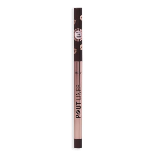 Image of Revolution Pout Bomb Plumping Lip Liner, Espresso Cool Nude & Brown | Long-Lasting Lip Shaper with Hyaluronic Acid & Vitamin E, Vegan & Cruelty-Free