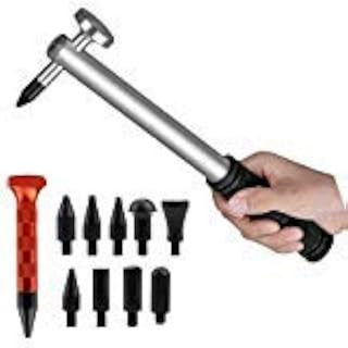 HiYi Paintless Dent Removal Tools Car Body Dent Repair Kits Aluminum Hammer Sets with 9Pcs Metal Knock Down Heads Tap Down Tools