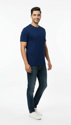 Image of Men's 100% Supima Cotton Crew Neck T-Shirt - Classic Slim Fit, Ultra-Soft Breathable Fabric, Short Sleeve Solid Tee
