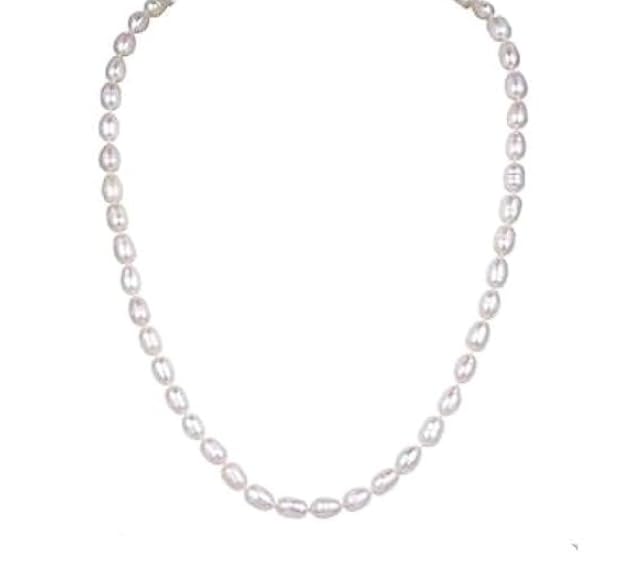 FOREVER Gems White Rice Pearl Necklace Original Certified Freshwater Pearl Necklace Rare Sacche Moti Necklace AAA+++ Quality Safed Moti Ka Haar 54 Round Beads Sache Moti Ka Haar Southsea सफ़ेद मोती हार