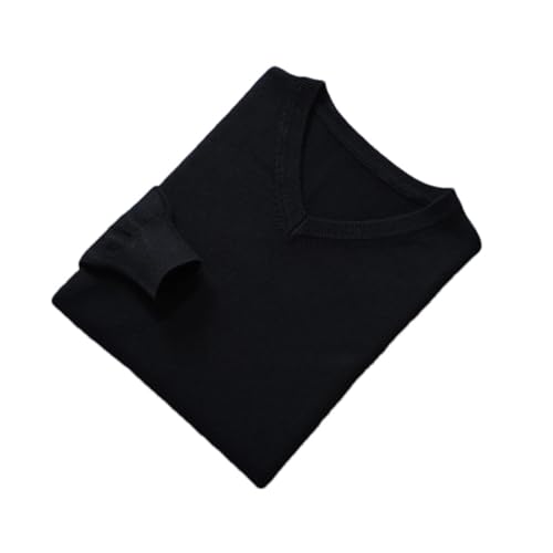 Men's V-Neck Long Sleeve Pullover Jumpers in Solid Color, Standard Male Woolen Knitting Clothes