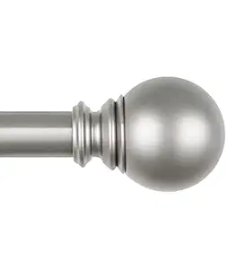KAMANINA 1 Inch Curtain Rods, Round finials, Silver, 72-144 Inches Drapery Rod