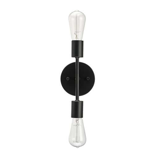 Globe Electric 2-Light Reversible Vanity Light, Matte Black, Minimalist, Open