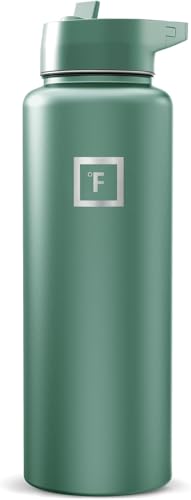 Image of IRON FLASK 40 oz Wide Mouth Water Bottle with Straw | Insulated Stainless Steel Sports Water Bottle with Leakproof Straw Lid - BPA Free, Cold 24 Hrs, Sweat Free (Sage)
