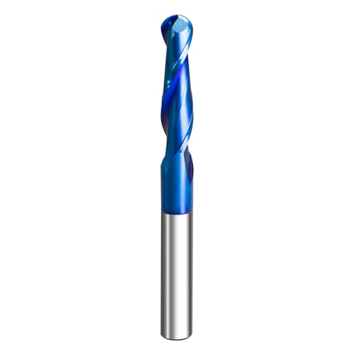 Image of Spiral Carbide Ball Nose End Mill Up Cut Solid Carbide Spiral Router Bits 1 /4 inch Shank 1 /4 inch Cutting Diameter with Nano Blue Coating for CNC Routers and Artistic Engraving