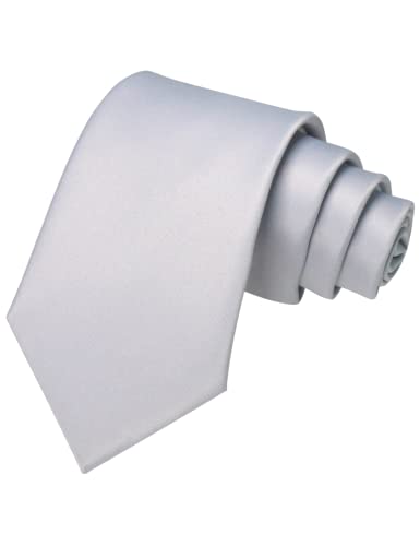 RBOCOTT 3.15" Solid Color Tie Business Wedding Necktie for Men(8cm), Silver