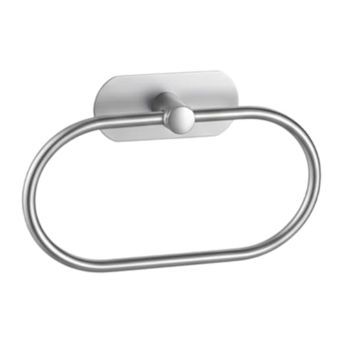 Image of Oslen Magic Sticker Self Adhesive Stainless Steel Towel Ring Holder - Capsule Shape Wall Mount, Chrome Finish, Rust-Resistant, Space-Saving Bathroom Accessory for Hand Towels No Drilling (Pack of 1)