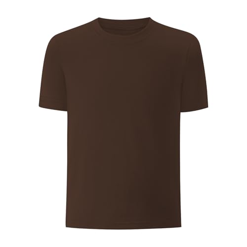 QBK Toddler Boys 100% Cotton Crewneck Tee | Soft Basic Short-Sleeve t Shirt for Summer Brown
