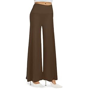 Arolina Women's Stretchy Wide Leg Palazzo Lounge Pants Casual Comfy High Waist Palazzo Pants Large Light Brown.