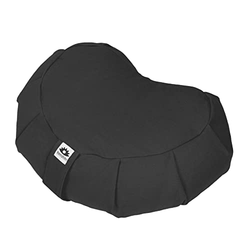 Waterglider International Zafu Crescent, Meditation Pillow With Usa Buckwheat Hull Fill, Certified Organic Cotton, Anthracite Grey #TOP17