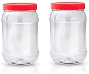 Round Clear Plastic Food Storage Canisters Jars Boxes Containers Tubs Screw Top Pack of 2-1500ml