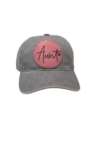 Pink Aunt Heart Hat Baseball Cap - Laser Engraved Leather Patch Hat #TOP3