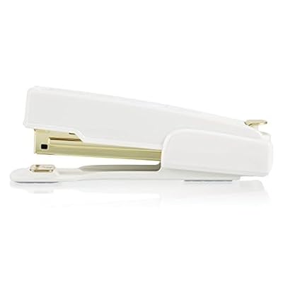 Swingline Vintage Stapler, 20 Sheet Capacity, Jam Free, Compact, Built-In Staple Remover, Metal, White and Gold (S7042301AZ)