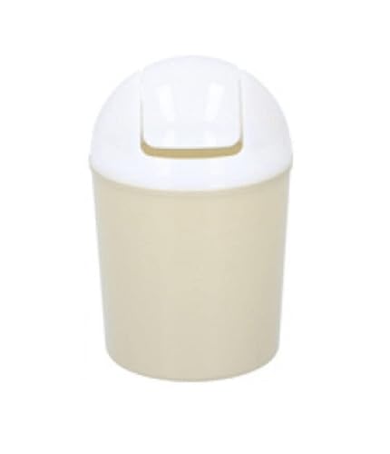 Lifetime Clean Mini Swing Top Bin Plastic Desktop Table Top Countertop Mini Dustbin Kids Children's Wastebin Rubbish Garbage Trash Can Perfect for Home Office Kitchen Bathroom Cosmetics (Yellow)