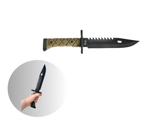 Faca Esportiva Militar Lisa e Serrilhada Preta Fulltang Com Bainha Rígida Caça Pesca Sobrevivência E