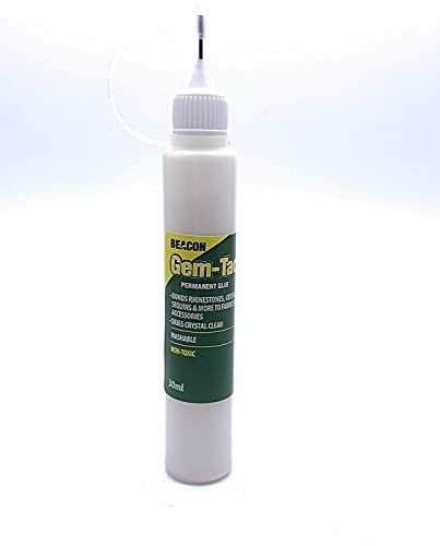 JP Arts & Crafts 30ml Beacon Gemtec Adhesive with Crystal Needle for Applying Crystals Rhinestones Diamante Diamonds Arts & Crafts DIY Projects and Fashion Accessories (1 Bottle)