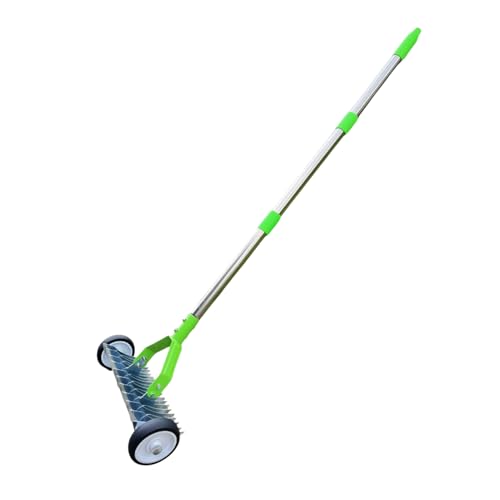 Rastrillo de patio – Mango largo ajustable resistente | Rastrillo de césped herramienta de desbrozamiento | para aflojar el suelo, recoger mantillo, jardinería, nivelación de jardín al aire libre