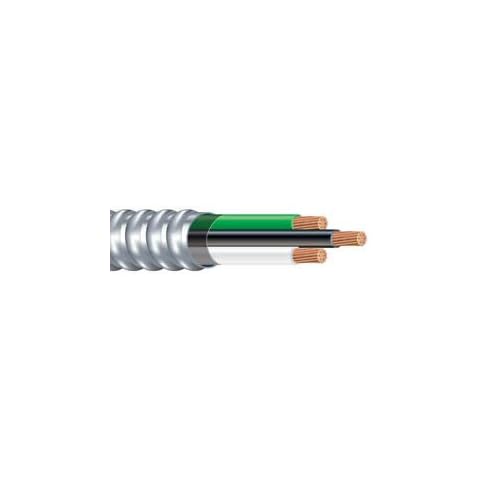 Stock Wire 6/2 Metal Clad (MC) Cable with Ground, Aluminum Armored, Stranded Copper Conductor (50Ft Cut), 25588, Metallic Cover