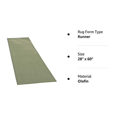 Collections Etc Extra-Wide And Extra-Long Skid-Resistant Floor Runner Rug For High-Traffic Flooring Areas, Including Entryways, Hallways, Foyers And Kitchens, Sage, 28" X 60" #TOP5