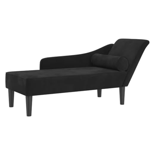 vidaXL Chaiselongue, Indoor Lounge Sofa mit Kissen, Gepolsterte Recamiere für Wohnzimmer Schlafzimmer Büro, Relaxliege Couch, Schwarz Samt