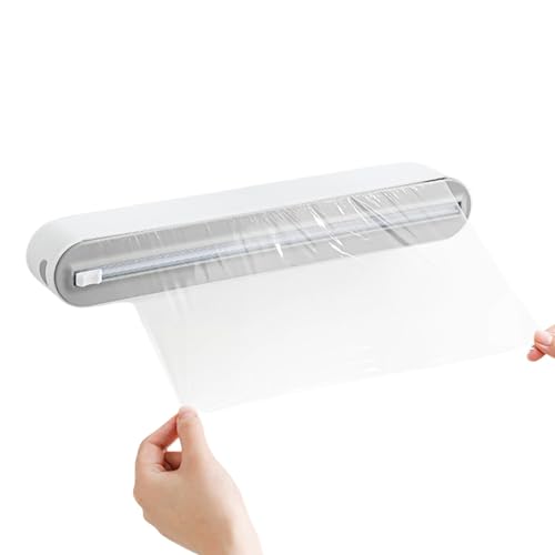 Dispensador de papel film para cocina - Dispensador magnético de film transparente recargable | Dispensador de envolturas con cortador | Dispensador de papel de aluminio | Cortador de película adhesiv