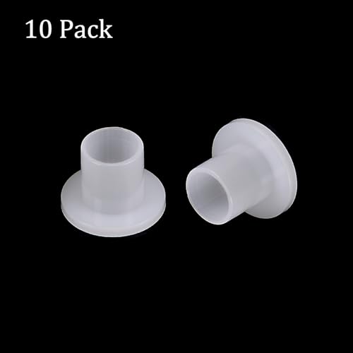 Kozelo 10 Stück Nylon-Flanschbuchsen [10 mm Bohrung x 12 mm Außendurchmesser x 14 mm Länge] Nylon-Kunststoffbuchsen für Welle, weiß