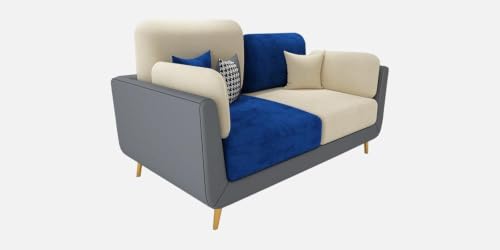 Image of Modern Sofa, 2 Seater with Decorative Cushions, Chesterfield Arm Three Seater for Living Room Guest Room Hotels & Office (2 Blue and Beige)