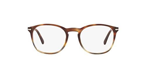 Persol PO3007VM Armações quadradas de óculos de grau grau de tartaruga, marrom manchado, 52 mm, Tart