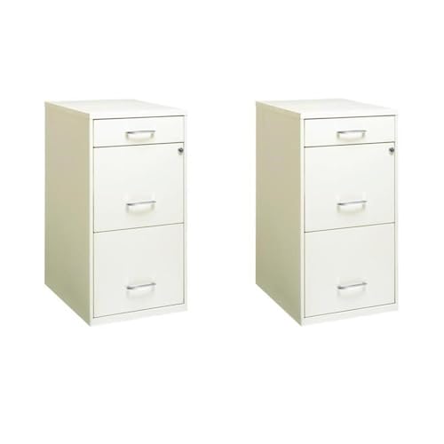 Scranton & Co Set of 2 18" D 3-Drawer Metal Filing Cabinet with Pencil Drawer