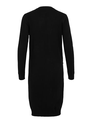 Vila Clothes Damen Strickjacke VIRIL L/S Long Knit Cardigan - NOOS 14042770, Einfarbig, Gr. 38 (Herstellergröße: M), Schwarz (Black)