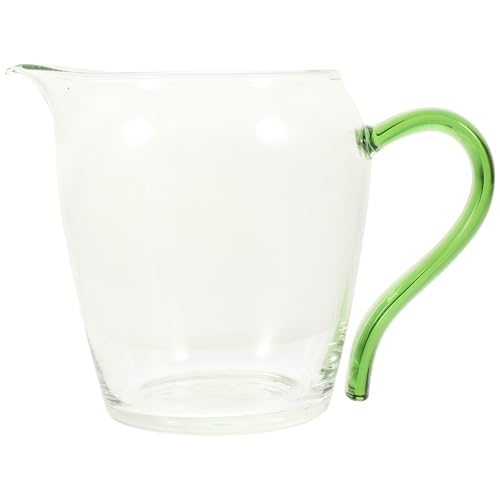 MUELODSIC Salsera de Cristal Resistente al Calor 350 Ml Asa Verde Jarra Multifuncional para Té y Salsa Adecuado para Cocina y Servicio de Catering