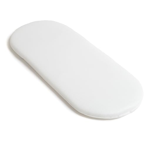 Clair de Lune 3D Mesh Moses Mattress, Polyester, White, Palm Basket 74 x 28 cm