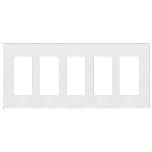 ENERLITES - SI8835-W-STICKER Screwless Decorator Wall Plates Child Safe Outlet Covers Size 5-Gang 4.68 H x 10.14 L Unbreakable Polycarbonate Thermoplastic SI8835-W Glossy White