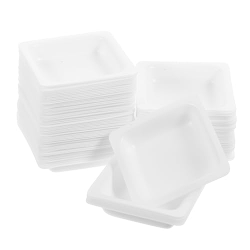 KICHOUSE 100pcs Weighing Dish Measuring Weigh Boat Weighing Tray Reusable Pans Square Weigh Boats Weighing Plates Weighing Pans Scale Tray Lab Dish Dry Powder Containers White Plastic