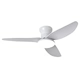 Lrenjon 100CM Ventilador De Techo Con Luz Y Control Remoto, Ventilador De Techo Silencioso 3 Color 6 Ventilador Reversible Timer LED, Lampara Ventilador Para Dormitorio Salon-White