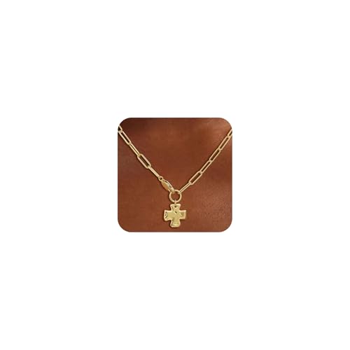 CHESKY - CHESKY Cross Necklace for Women Trendy, Dainty 14K Gold Plated Paperclip Statement Necklace for Womens Chunky Cross Pendant Charm Necklace Christmas Gold Jewelry Christian Gifts for Womens