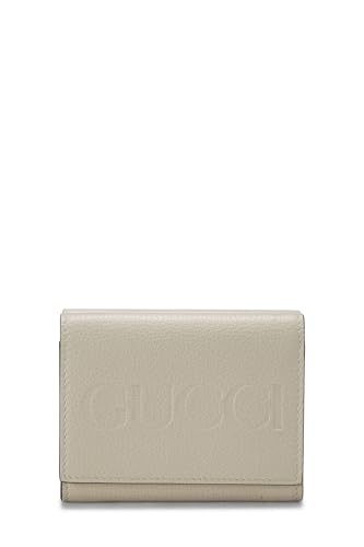 Pre-Loved Beige Leather Compact Wallet, White