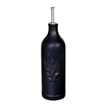 LCSVCCXA Ceramic Oil Bottle Oil Dispenser And Container with Leak- Pourer Olive Leaf Decoration Funnel Included Suitable for Kitchen, Automatic Black