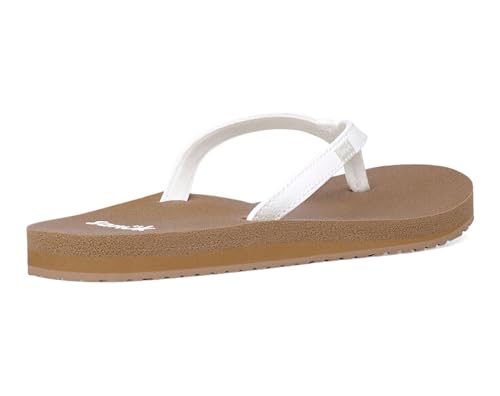 Sanuk Yoga Joy | Flip Flops for Women | Yoga Sandals For Women | Women's Beach Sandals | Memory Foam Footbed, Tan White, 64