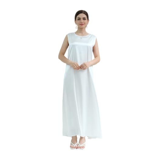 Image of SYANKANGXIAO Ramadan Afrian Inner Under Dress for Women Dubai Abaya Turkey Muslim Sleeveless Long Slip Dress