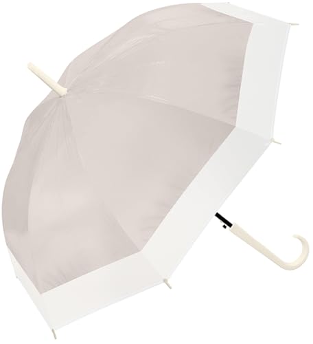 ビニール傘 半透明傘 大きい 60cm ワンタッチ ジャンプ傘 軽量 じょうぶ グラスファイバー おしゃれ ツートン マット 60cm ライト グレー