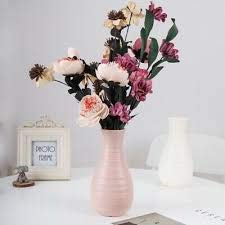 Ceramic Look Plastic Vase - Unbreakable Vase for Flowers (Dusty Rose)