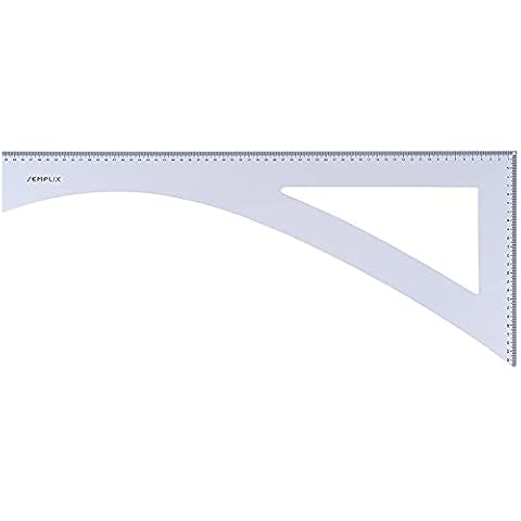 SEMPLIX Linijka krawiecka – kątownik krawiecki – kąt cięcia (tworzywo sztuczne białe / 60 x 24 cm)